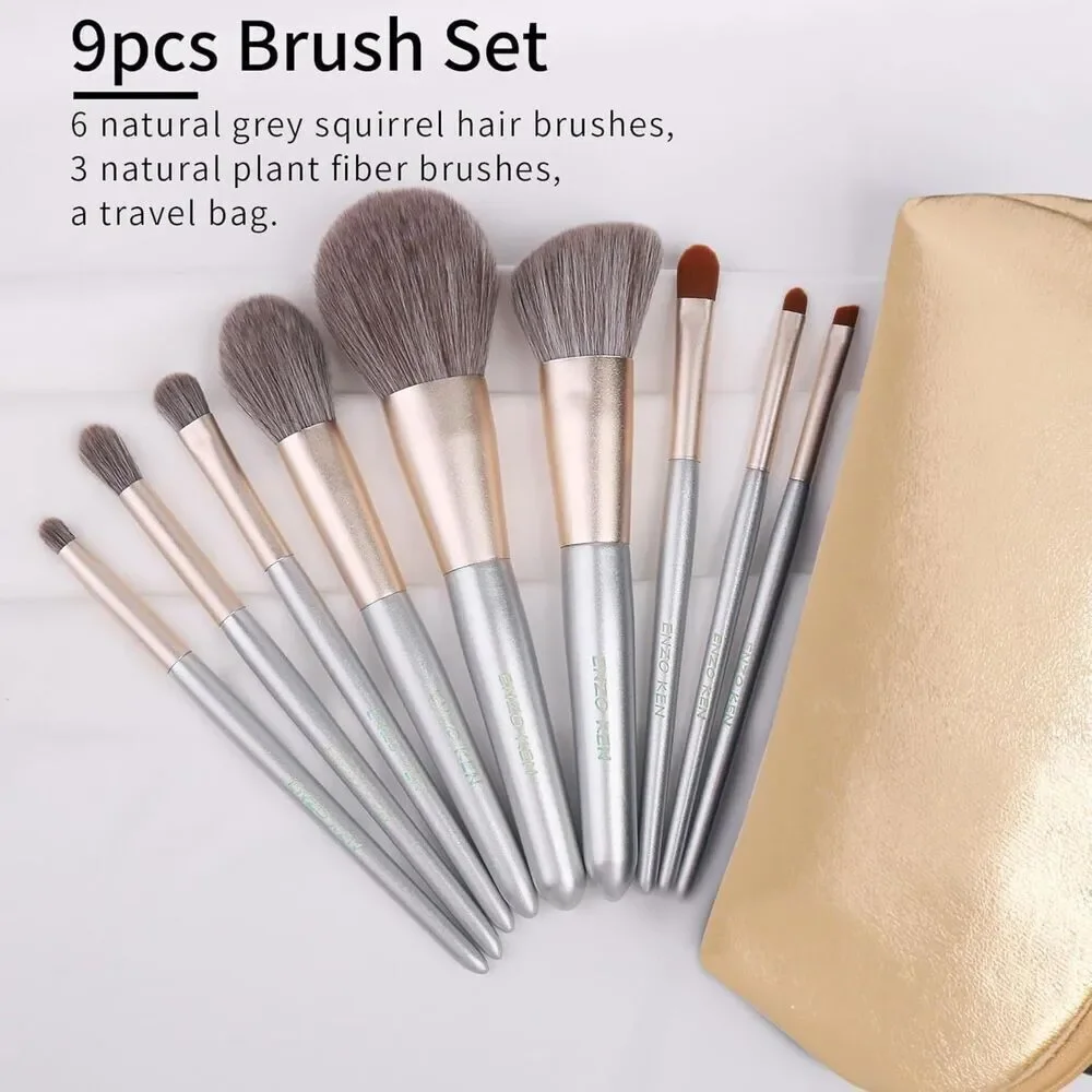 Luxury Enzo Ken 9pcs Professional Unique Cosmetic Makeup Brushes Set with Case